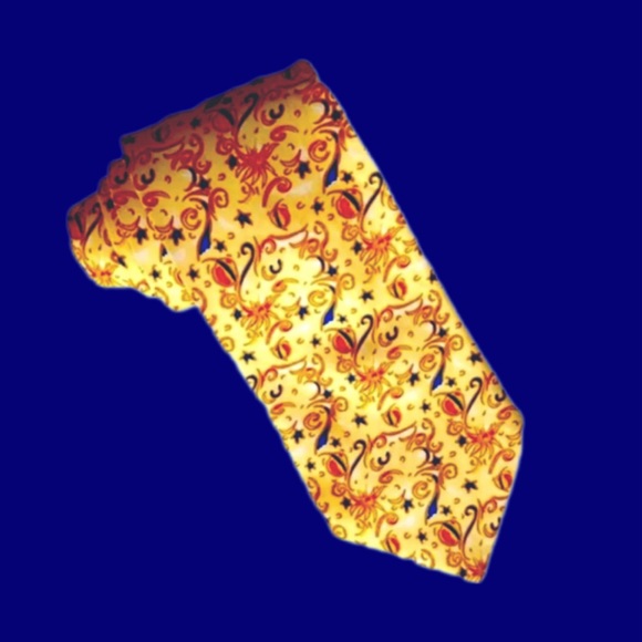 George Duboeuf Silk Classic Abstract Yellow Blue Red Necktie - Picture 7 of 8